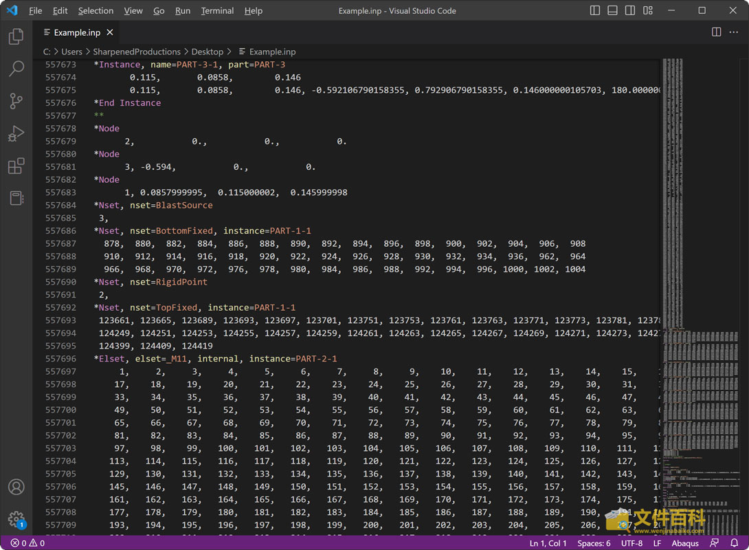 Visual Studio Code中打开的INP文件